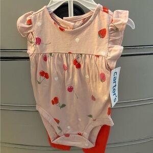 NWT Carter's Pink and Red Baby Onesie Set with pants